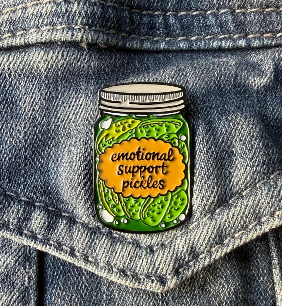 Emotional Support Pickles Enamel Pin – Funny Foodie Gift