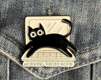 Working From Home Cat Enamel Pin