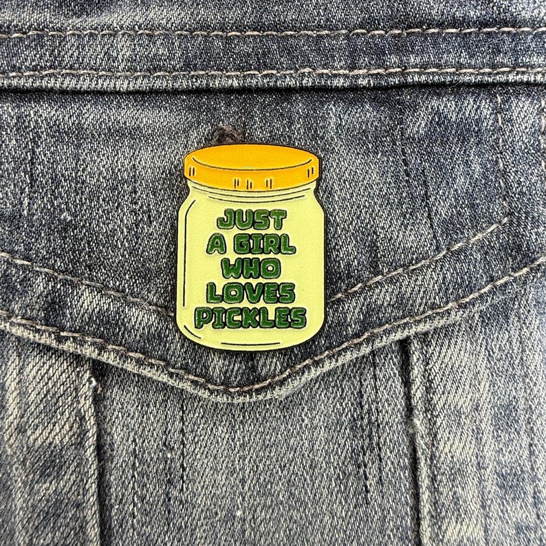 Emotional Support Pickles Enamel Pin – Funny Foodie Gift Just a Girl...