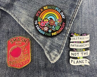 Smash the Patriarchy Enamel Pins, Feminist Protest & Climate Activism, Political Lapel Pin, Feminism Gift