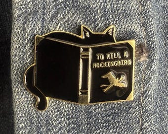 To Kill A Mockingbird Enamel Pin, Literary Book Lover Lapel, Black Cat, Classic Novel