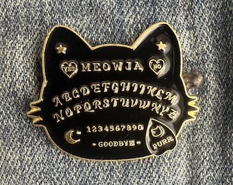 Meowja Cat Enamel Pin: Witchy Ouija Board Lapel Pin