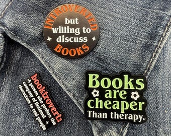 Books Over People Enamel Pins, Funny Bookworm Gifts, Introvert Reader & Book Lover Humor