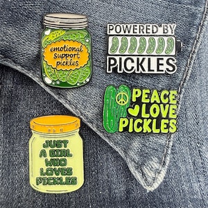 Emotional Support Pickles Enamel Pin – Funny Foodie Gift Pickle 4-Pack