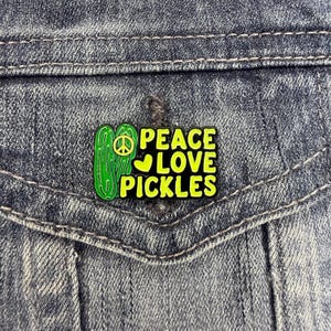 Emotional Support Pickles Enamel Pin – Funny Foodie Gift Peace Love Pickles