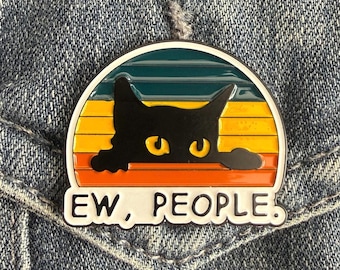 Ew People Black Cat Enamel Pin