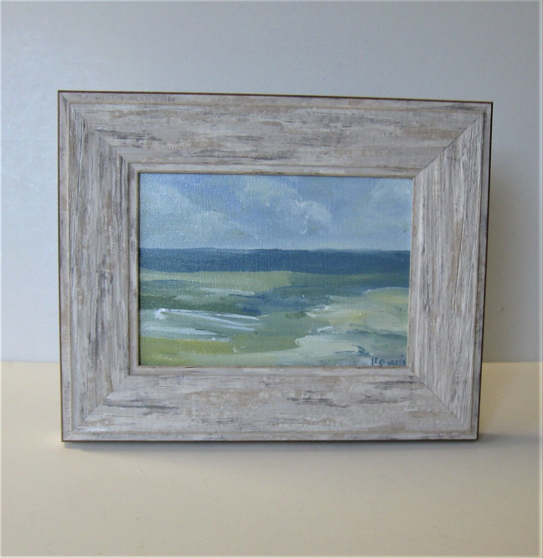 Distressed Framed Abstract Landscape Art Canvas, 10 X 8, Original