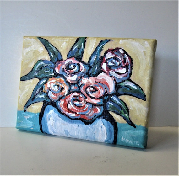 5 X 7 Original Acrylic Art Canvas Flowers In Vase Painting Small Wall Hanging Impressionist Decor Brooke Howie Blue And Yellow Einfachherzhaft De - Original Wall Art Canvas 5 X 7 Original Acrylic Art Canvas Flowers In Vase Painting Small Wall Hanging Impressionist Decor Brooke Howie Blue And Yellow Einfachherzhaft De - Original Wall Art Canvas