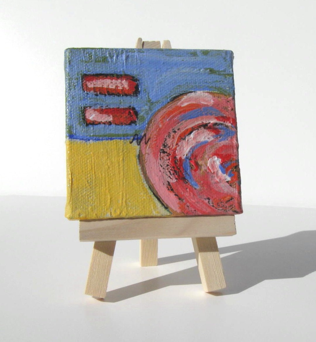 Tiny Original Abstract Acrylic Painting, 3 X 3, Mini Small Art Canvas
