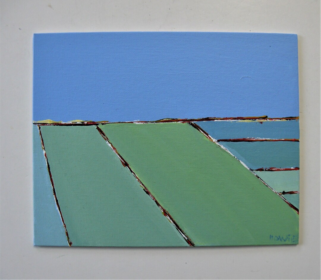 Abstract Acrylic Painting Blue and Green Seascape Pastel Art Etsy