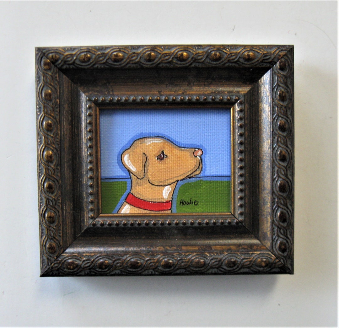 Framed Original Acrylic Dog Painting 5 X 4 1/2 Etsy