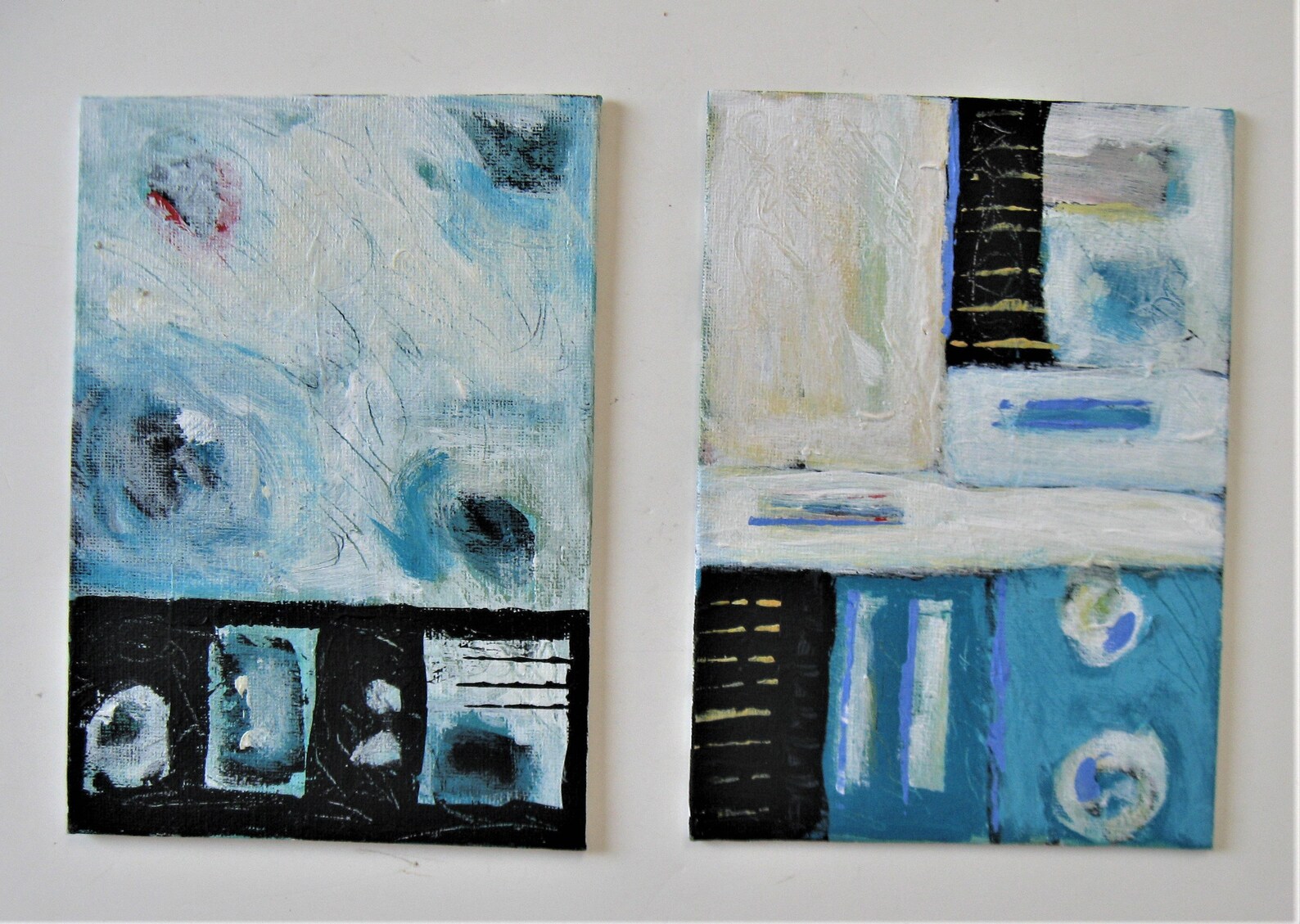 Original Turquoise and White Abstract Painting 5 X Etsy