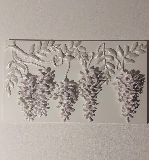 Handmade Wisteria Flower Wall Sculpture, Textured Plaster Art - Etsy