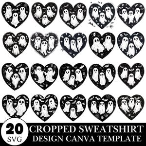 Ghost Heart Sweatshirt Design: Spooky SVG Bundle (Digital Download)