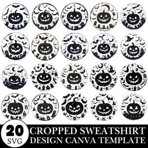 Halloween Pumpkin Sweatshirt Design: 20 SVG Canva Templates