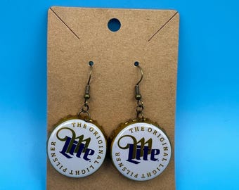 Miller Lite Bottle Cap Earrings