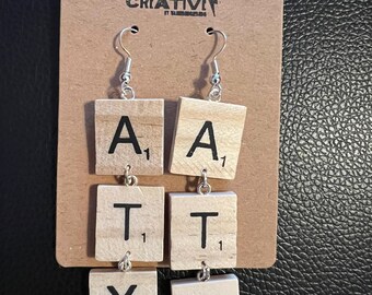 Boucles d'oreilles carreaux de scrabble sur le thème du Texas