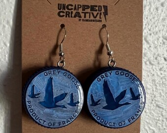 Grey Goose Vodka Bottle Cap Earrings