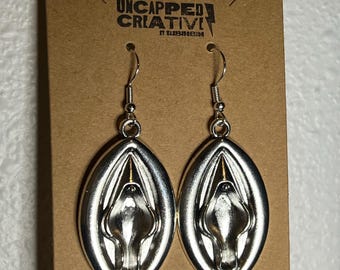 Female Anatomy Silver Earrings, Necklace, Keychain