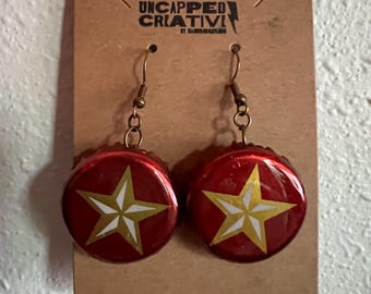 Boucles d'oreilles bouchon de bouteille de bière Texas Lone Star