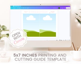 5x7 Inches Invitation Printing Cutting Guide Canva Template, Print Multiple Per Page, US Letter, A4, Portrait Landscape, (Digital Download)