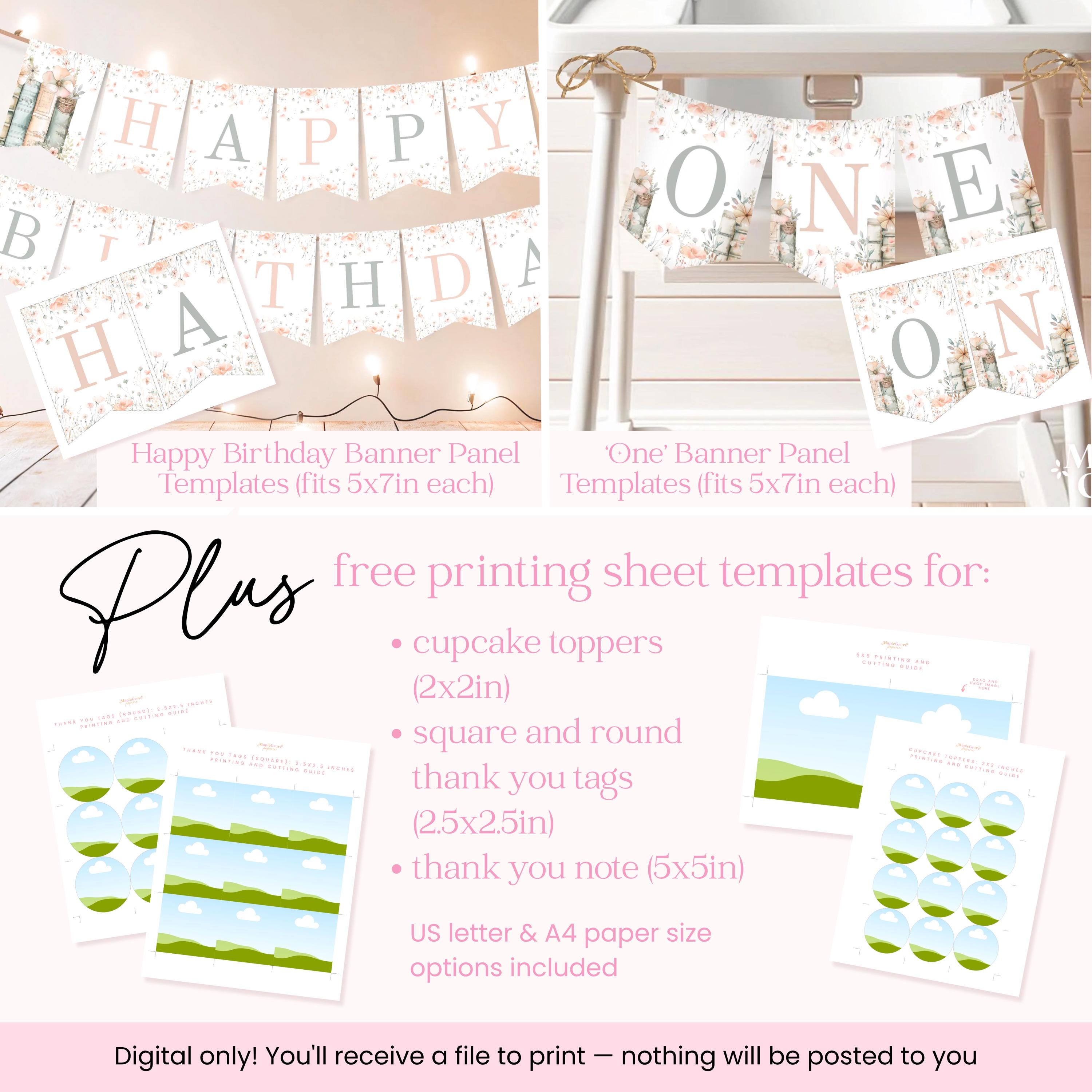 One for the Books! EDITABLE Printable First Birthday Party Bundle, Pink ...