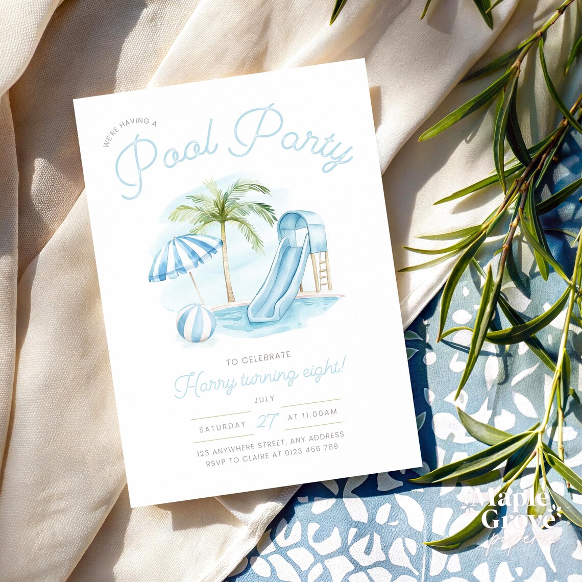 Pool Party EDITABLE Birthday Invitation Template, Kids Swimming Party ...