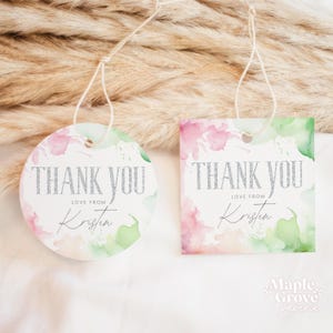 Wicked Editable Thank You Tag Template, Circle Square Wicked Birthday Party Favour, Pink Green Teenager Adult, Printable, DIGITAL DOWNLOAD