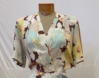 1940s 36" bust, "Sophisticated  Lady "  rayon flower print gown