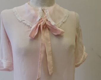 1920s, 36" bust, pink cotton voile dress