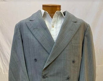 1950s, 42 " chest jacket, 34" waist , double breasted light gray herringbone stripped suit