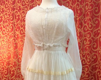 1918, 36" bust,white cotton Edwardian 2 tier lace dress