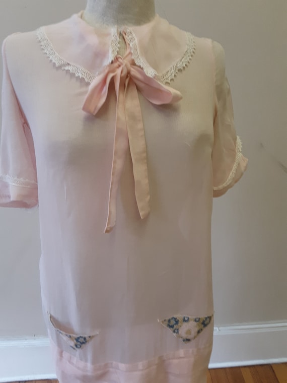 1920s, 36" bust, pink cotton voile dress