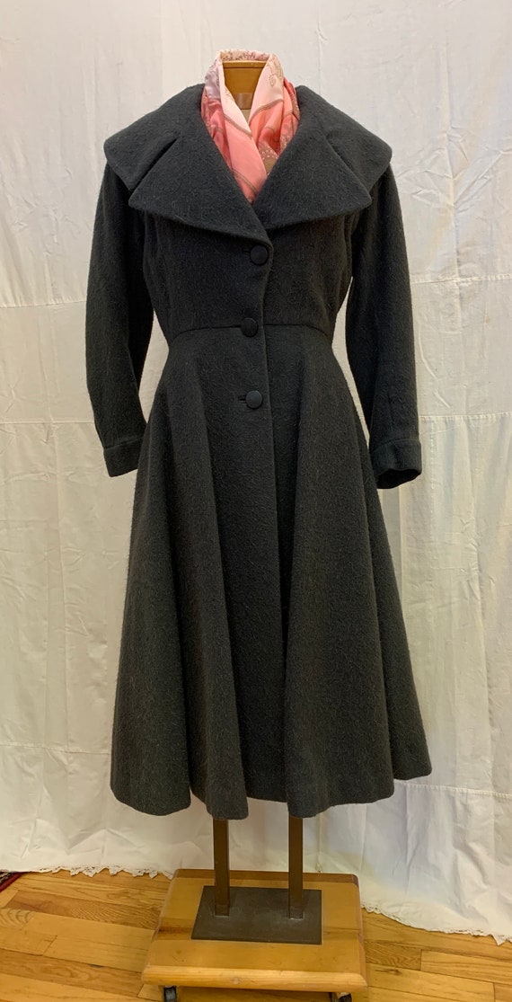 1950s, 38" bust, gray mohair ladies coat