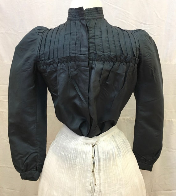 1890, 34" bust,  dark blue pleated yoke, blouse - image 3