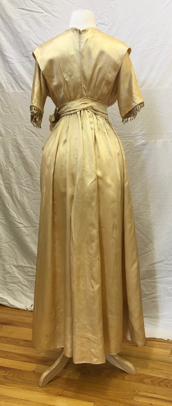 1916, 34"" bust, pale gold silk satin gown - image 5