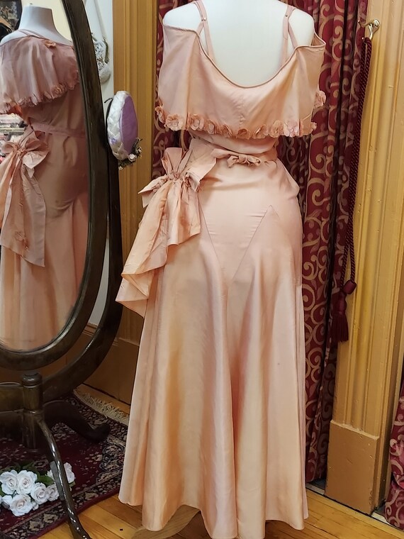 1930s, 34" bust, dusty pink taffeta gown - image 5