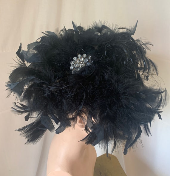 1950s, black feather hat - image 3