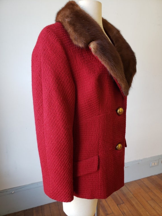 1960s, 38" bust, wool red woven jacket - image 2