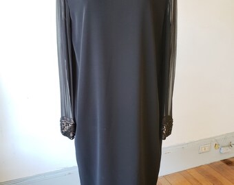 1980s, busto de 38", vestido de chemise negro