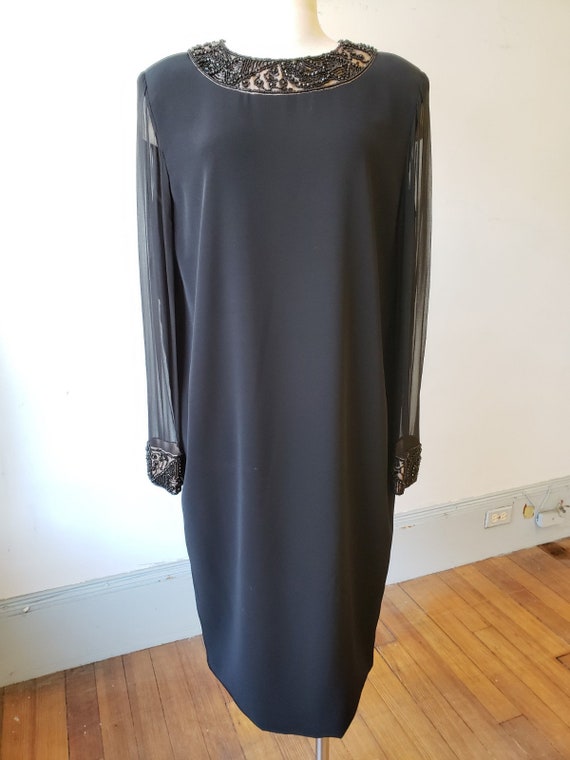 1980s, 38" bust, black chemise dress