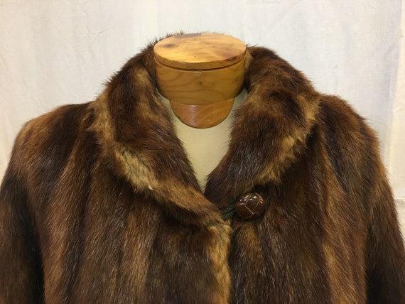 1950s, 40" chest, full length ,medium brown  musk… - image 1