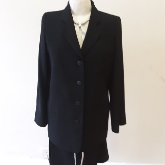 1980s, 38" bust, black wool crepe Armani suit - image 2