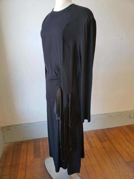 1940s, 40" bust, black rayon crepe dress - image 2