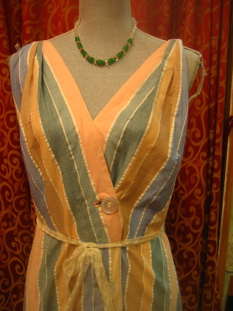 34 bust two piece cotton striped sun dress 1950/'s