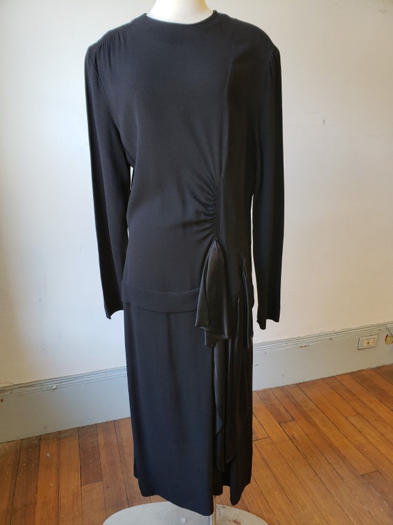 1940s, 40" bust, black rayon crepe dress - image 1