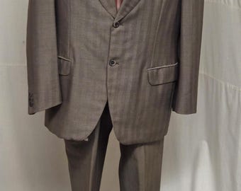 1950s,44" chest, 36" waist,  brown herringbone tweed mens suit