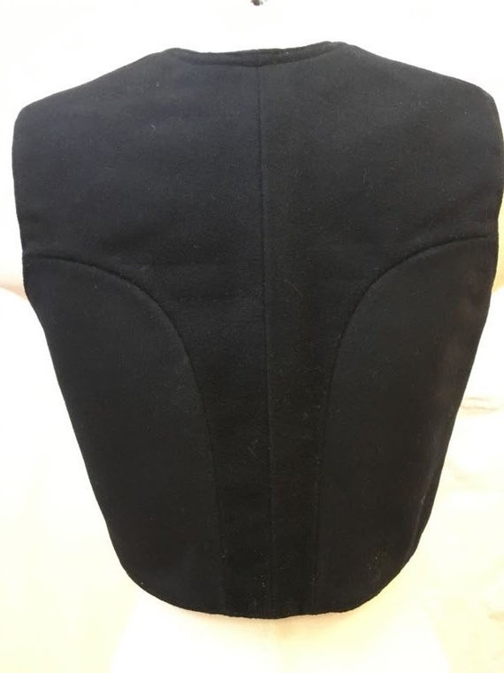 1890s,  34" bust, black home spun felt folk vest - image 4