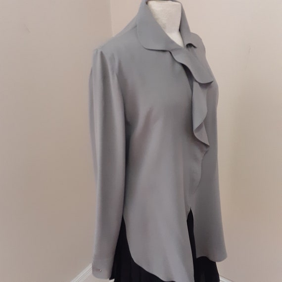 1980s, 36" bust, gray Armani silk blouse - image 2