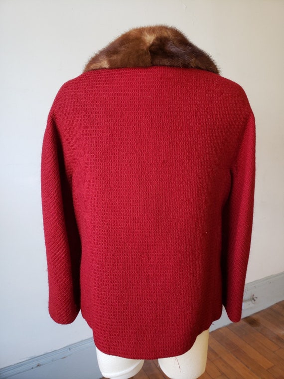 1960s, 38" bust, wool red woven jacket - image 3